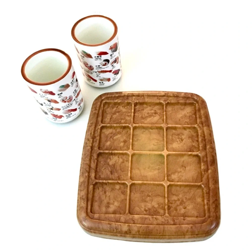 Sushi Menu Graphic Ceramic Mugs with Serving Board